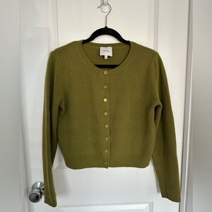 Reformation Clara Cashmere Crew Cardigan Pear Size S